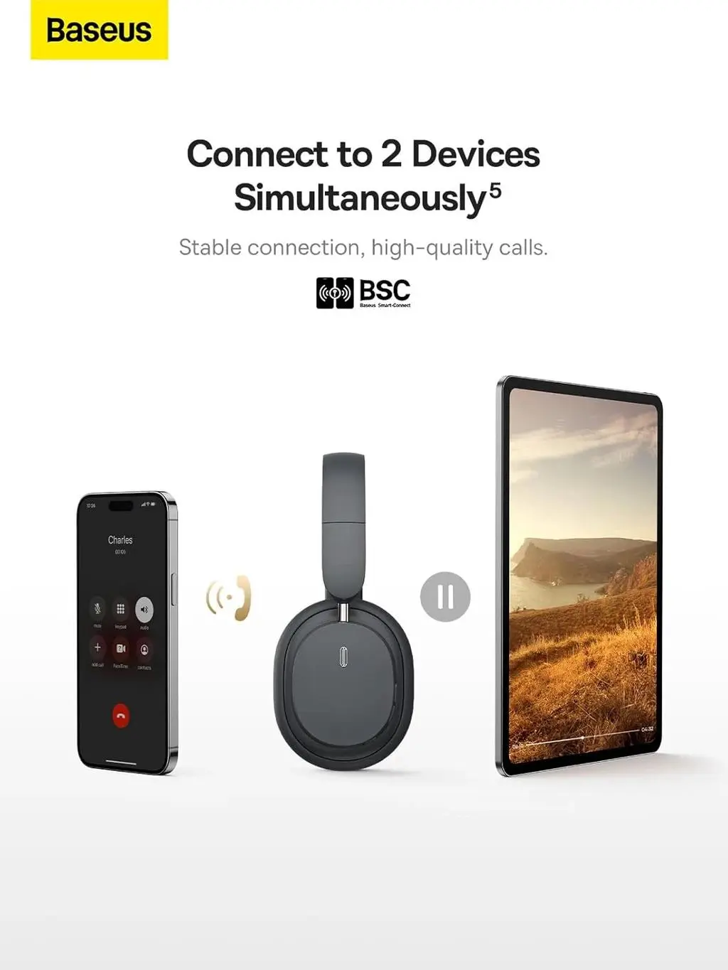 هدفون بلوتوثی باسئوس مدل Bowie D05 - تصویر 5