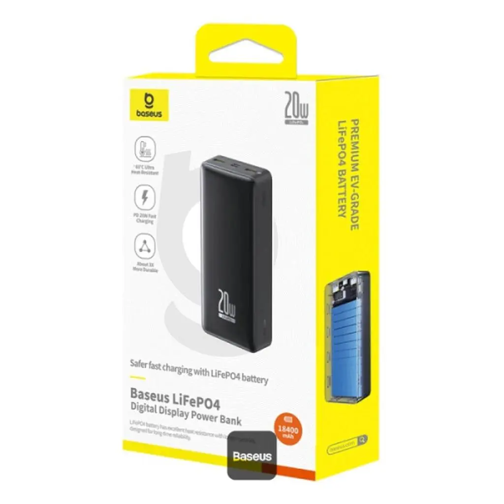 پاوربانک باسئوس مدل LiFePO4 ظرفیت 18400 میلی آمپر ساعت - تصویر 2