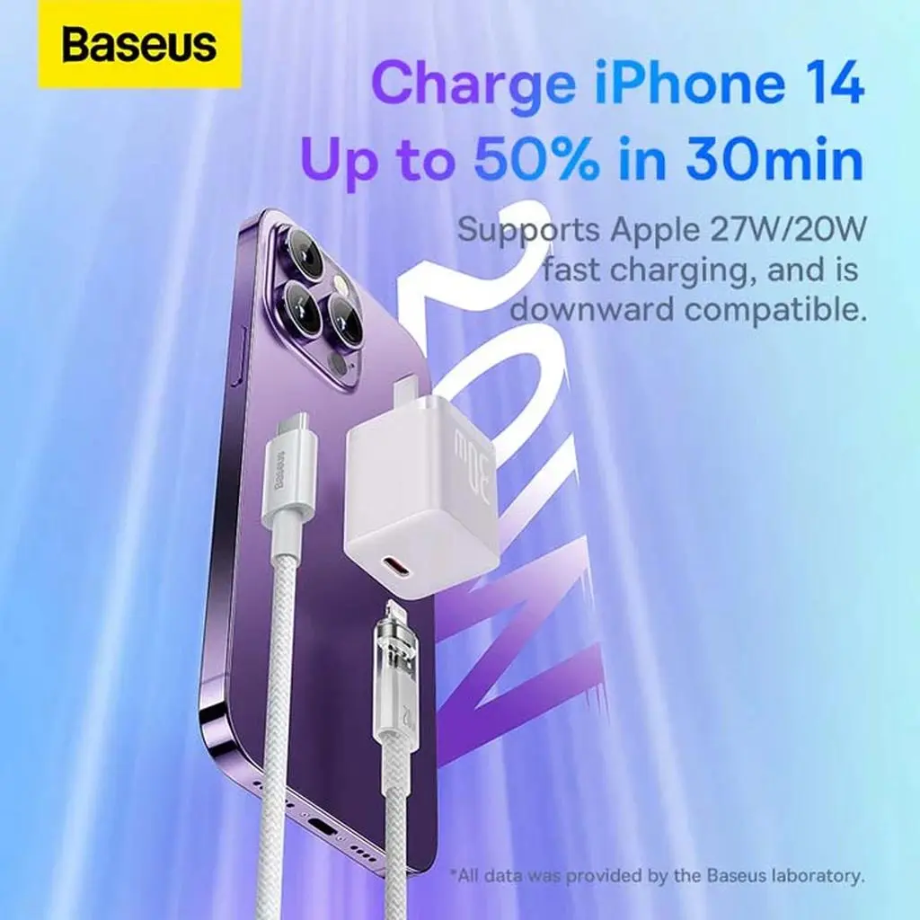 کابل تبدیل USB-C به لایتنینگ باسئوس مدل  CATLGD-01 20W طول 1 متر - تصویر 2