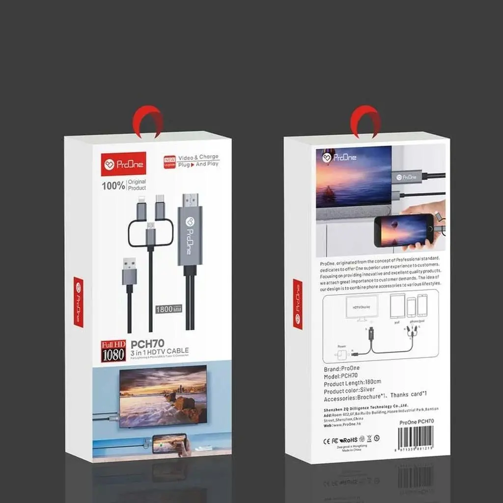 کابل تبدیل لایتنینگ به HDMI پرووان مدل PCH75 طول 1.8 متر  - تصویر 2