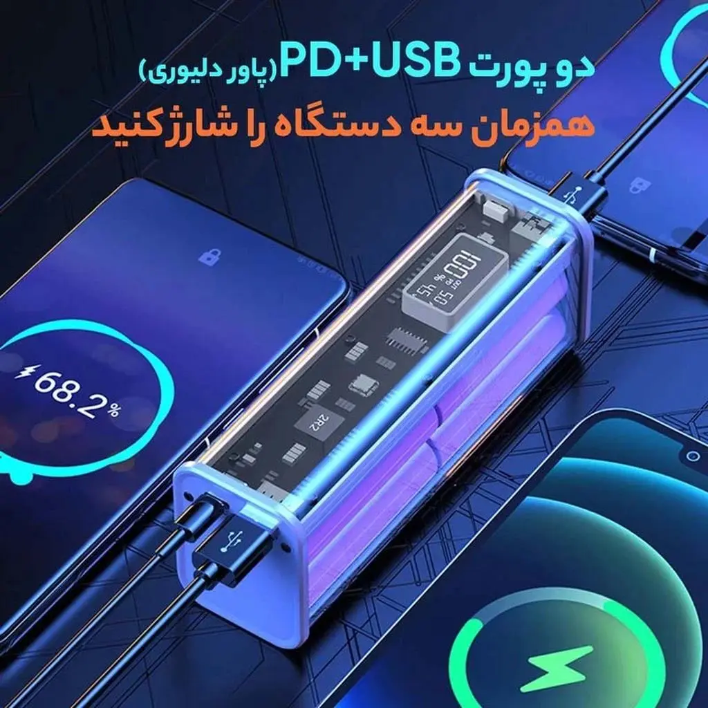 پاوربانک کلومن مدل KP-030 22.5W ظرفیت 20000 میلی آمپر ساعت - تصویر 3