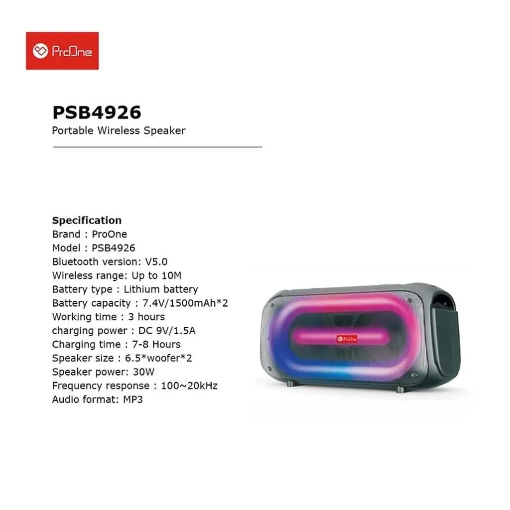 اسپیکر بلوتوثی قابل حمل پرووان مدل PSB4926 - تصویر 2