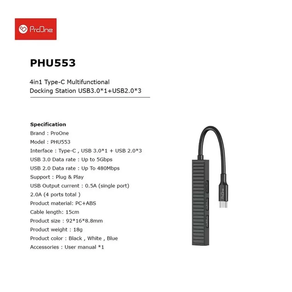 هاب 4 پورت USB-C پرووان مدل PHU553 - تصویر 5