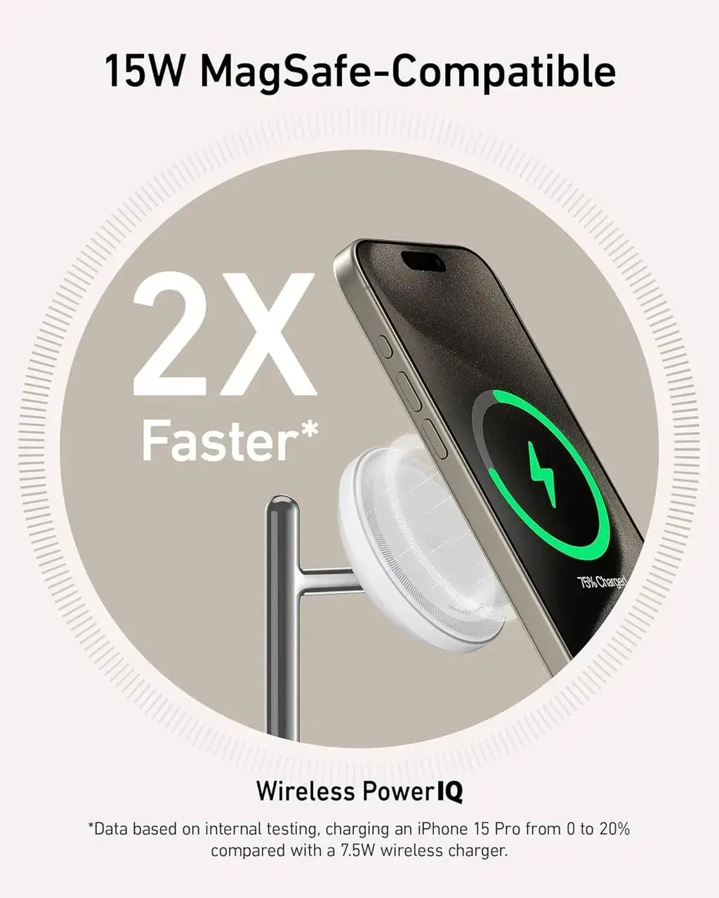 شارژر بی سیم 15 وات انکر مدل A25M3 به همراه کابل USB-C و آداپتور - تصویر 5