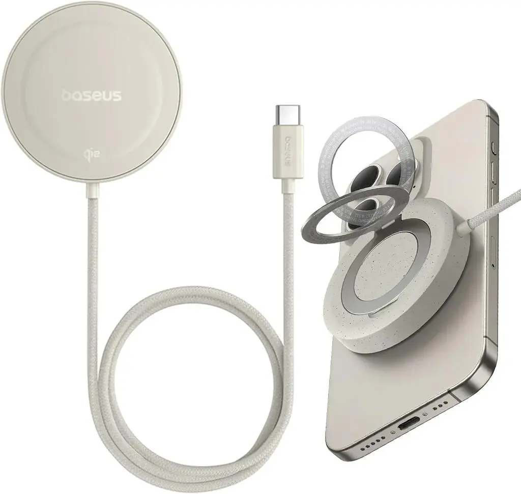 شارژر بی سیم باسئوس مدل Simple Mini Magnetic Wireless Charger WX01-JKF - تصویر 4