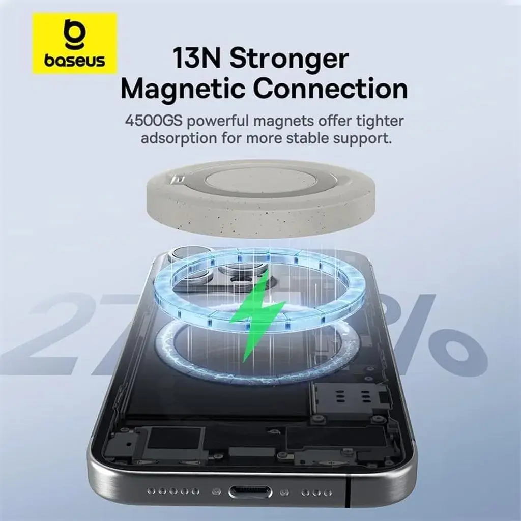 شارژر بی سیم باسئوس مدل Simple Mini Magnetic Wireless Charger WX01-JKF - تصویر 10
