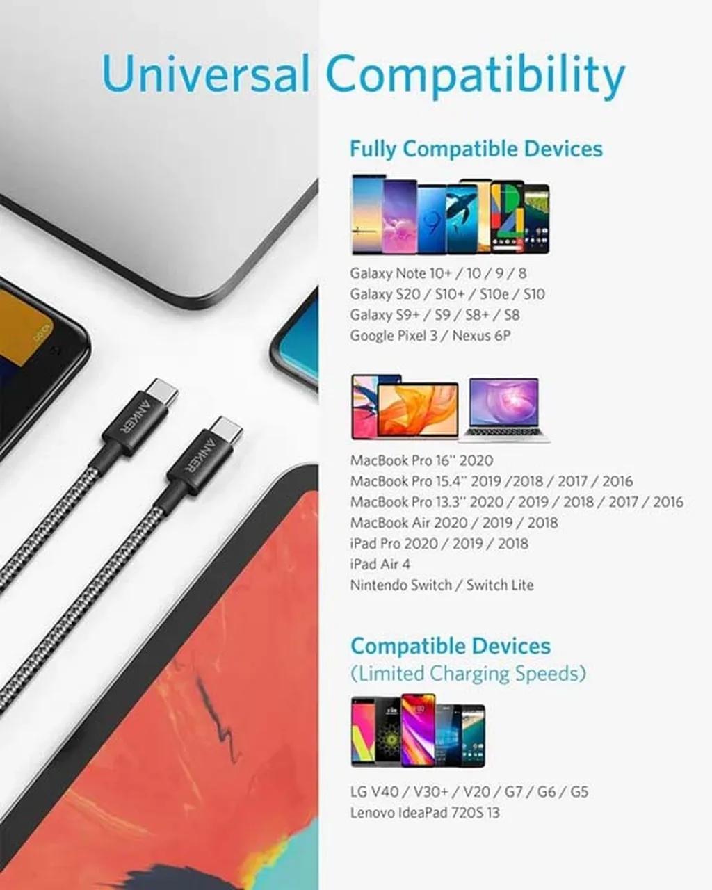 کابل تبدیل USB-C به USB-C انکر مدل A82E2 طول 0.9 متر با توان 240 وات - تصویر 2
