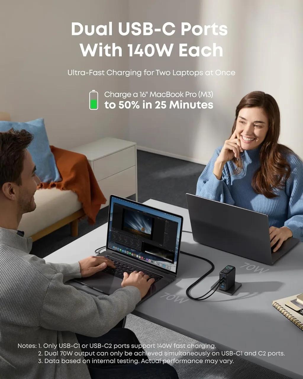 شارژر دیواری 140 وات انکر مدل A2697 به همراه کابل USB-C به طول 1.5 متر - تصویر 2