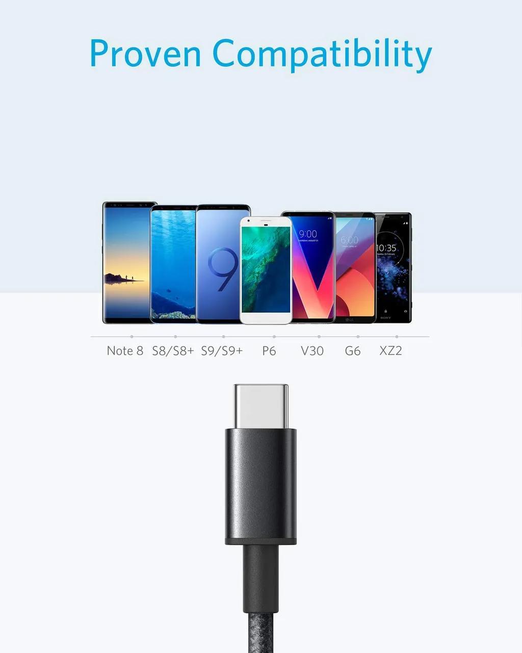کابل تبدیل USB-A به USB-C انکر مدل Nylon A8173 طول 1.8 متر - تصویر 2