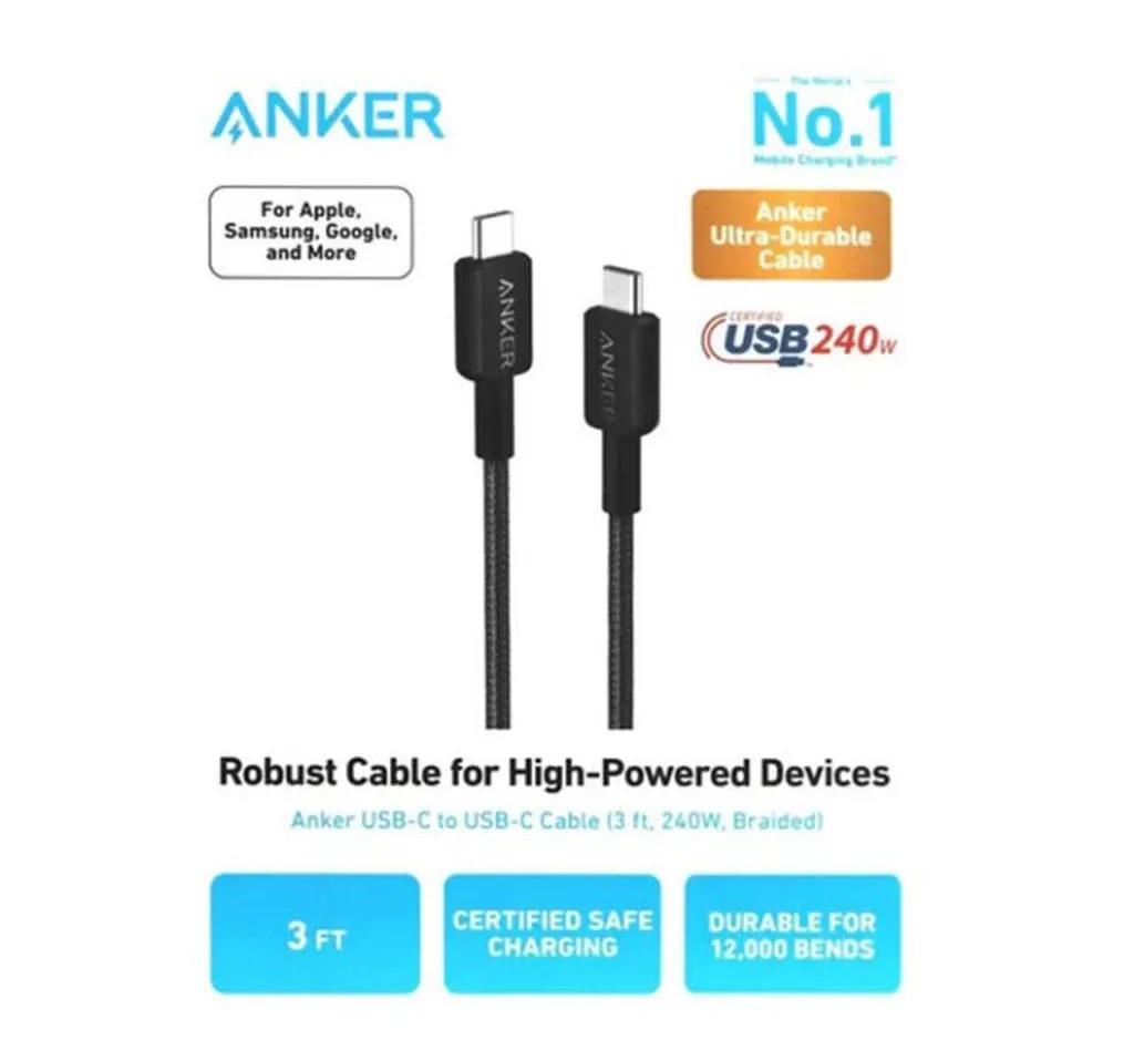 کابل تبدیل USB-C به USB-C انکر مدل A81D5 طول 0.9 متر با توان 240 وات - تصویر 2