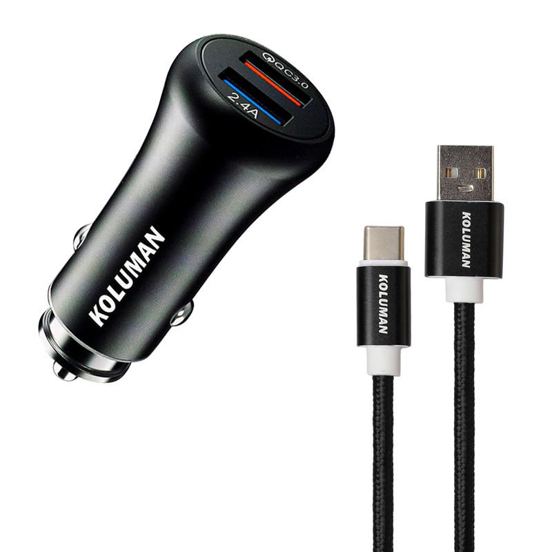 شارژر فندکی کلومن مدل KC-C02 همراه کابل USB-C - تصویر 1