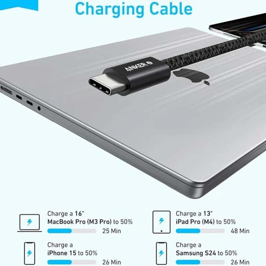 کابل تبدیل USB-C به USB-C انکر مدل  Zolo A8060 طول 1.8 متر با توان 240 وات - تصویر 3