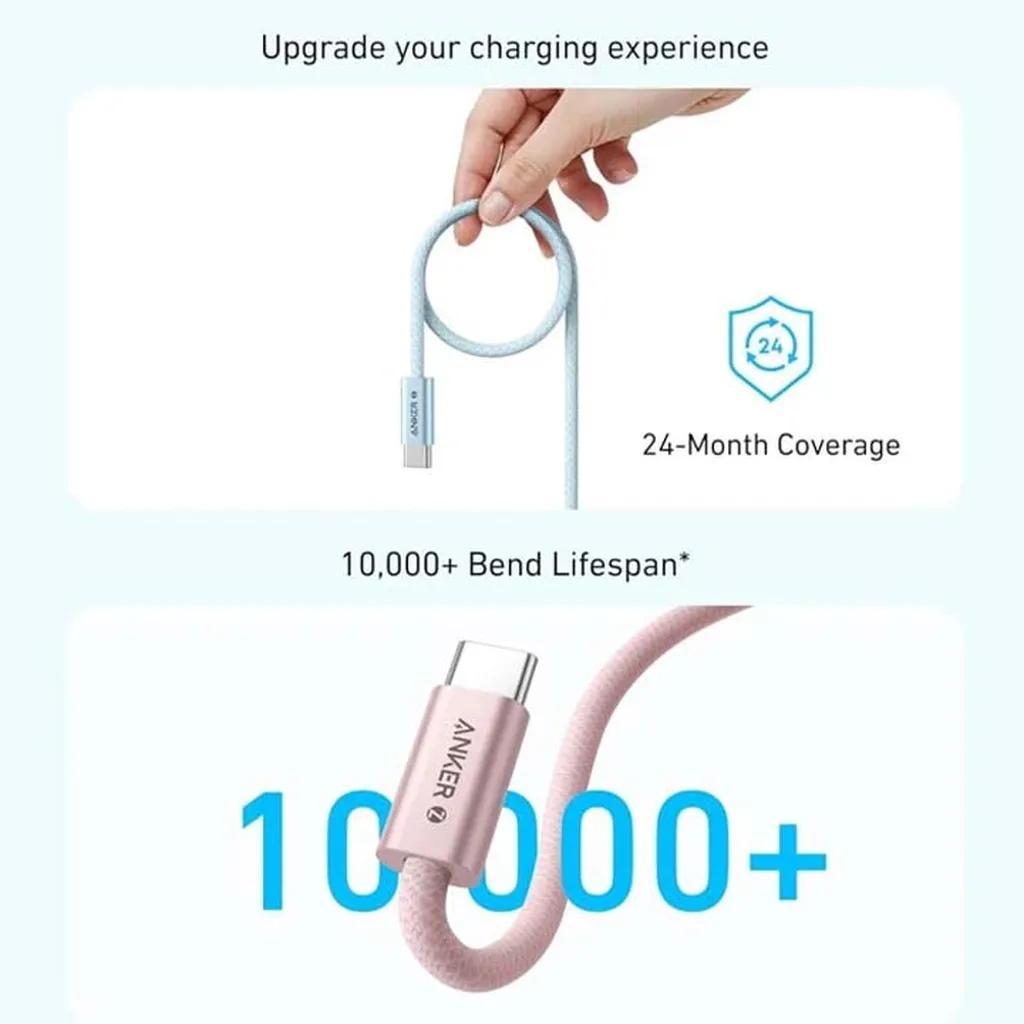 کابل تبدیل USB-C به USB-C انکر مدل  Zolo A8060 طول 1.8 متر با توان 240 وات - تصویر 8