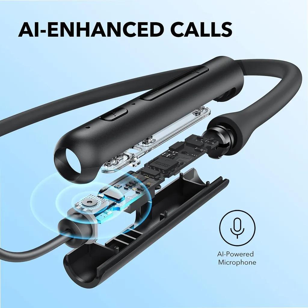 هدفون بلوتوثی گردنی انکر مدل A3213 U2i با نویز کنسلینگ میکروفون (ENC)، درگاه شارژ USB Type-C، دارای میکروفون با فناوری حذف نویز CVC 8.0، طراحی ارگونومیک و راحت، پشتیبانی از دستیار صوتی و فرمان لمسی، مقاوم در برابر آب - تصویر 6