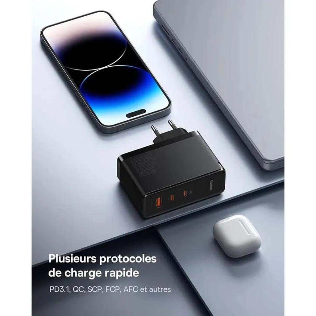 شارژر دیواری 160 وات بیسوس مدل GaN5 Pro 2C+U به همراه کابل تبدیل USB-C - تصویر 9