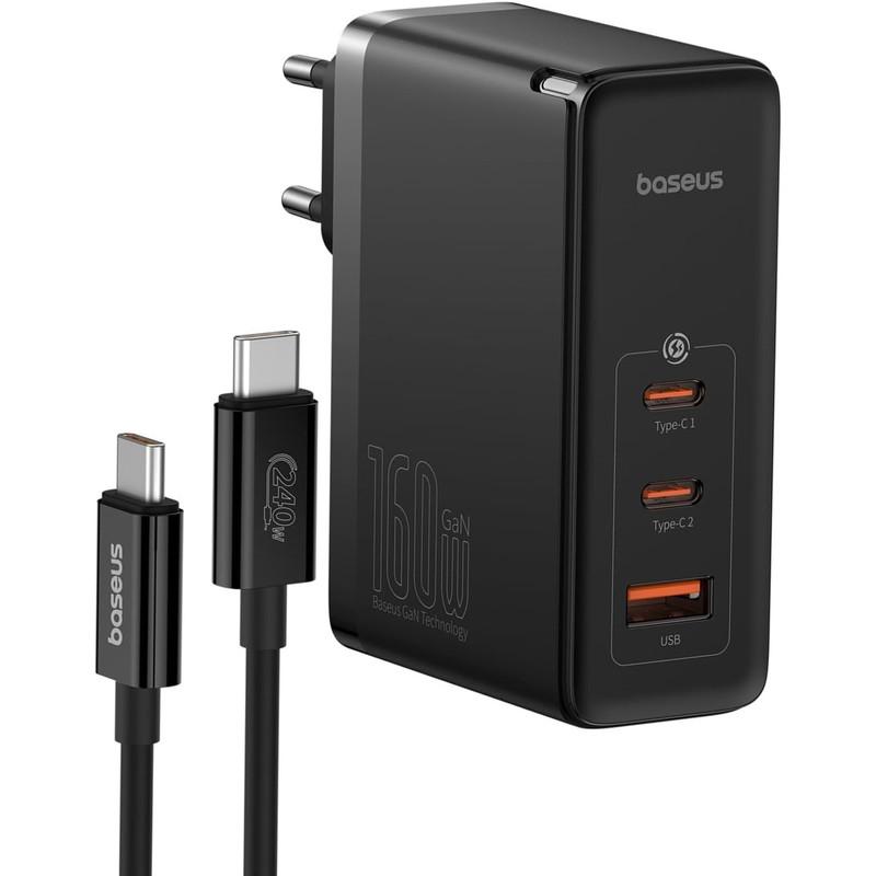 شارژر دیواری 160 وات بیسوس مدل GaN5 Pro 2C+U به همراه کابل تبدیل USB-C - تصویر 1