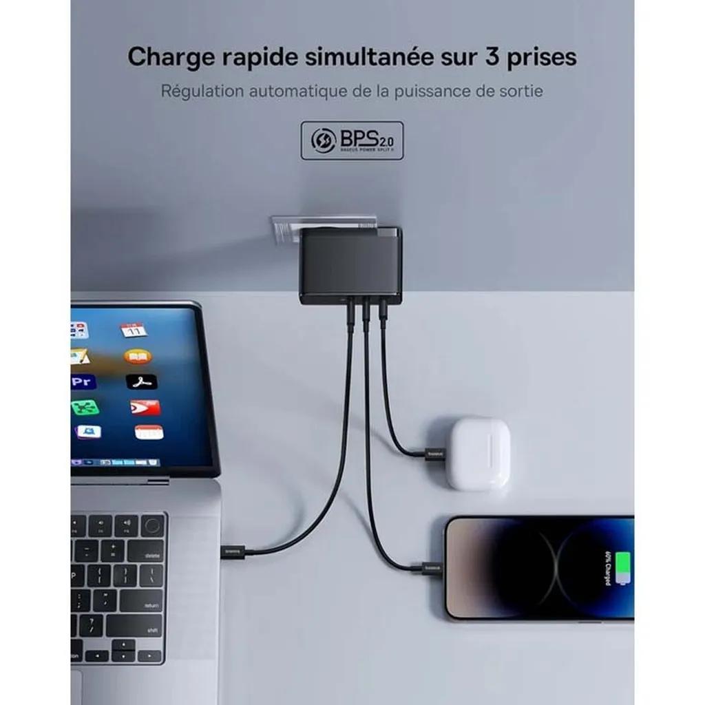 شارژر دیواری 160 وات بیسوس مدل GaN5 Pro 2C+U به همراه کابل تبدیل USB-C - تصویر 2