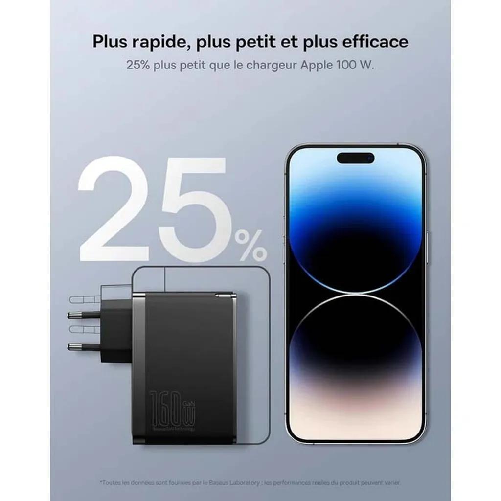 شارژر دیواری 160 وات بیسوس مدل GaN5 Pro 2C+U به همراه کابل تبدیل USB-C - تصویر 8