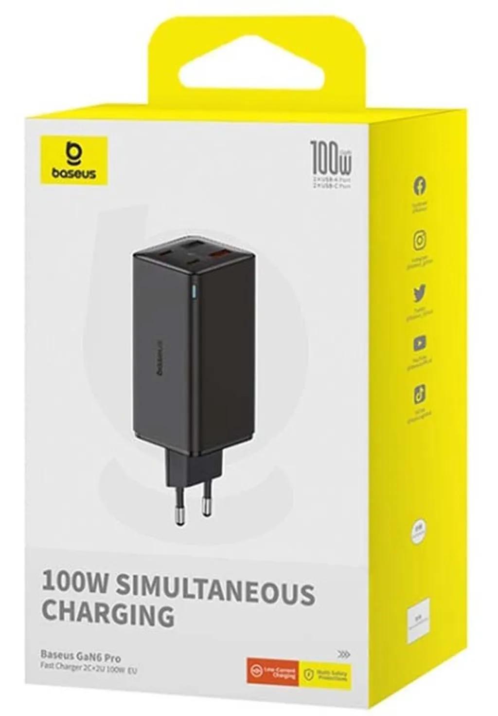 شارژر دیواری 100 وات 4 پورت بیسوس مدل GaN6 Pro به همراه کابل USB-C به USB-C - تصویر 6