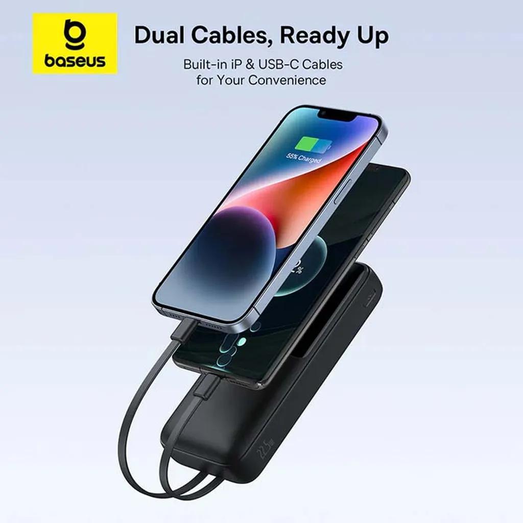 پاوربانک 22 وات بیسوس مدل LIPOW Dual ظرفیت 20000 میلی‌آمپرساعت به همراه کابل USB-C و لایتنینگ - تصویر 2