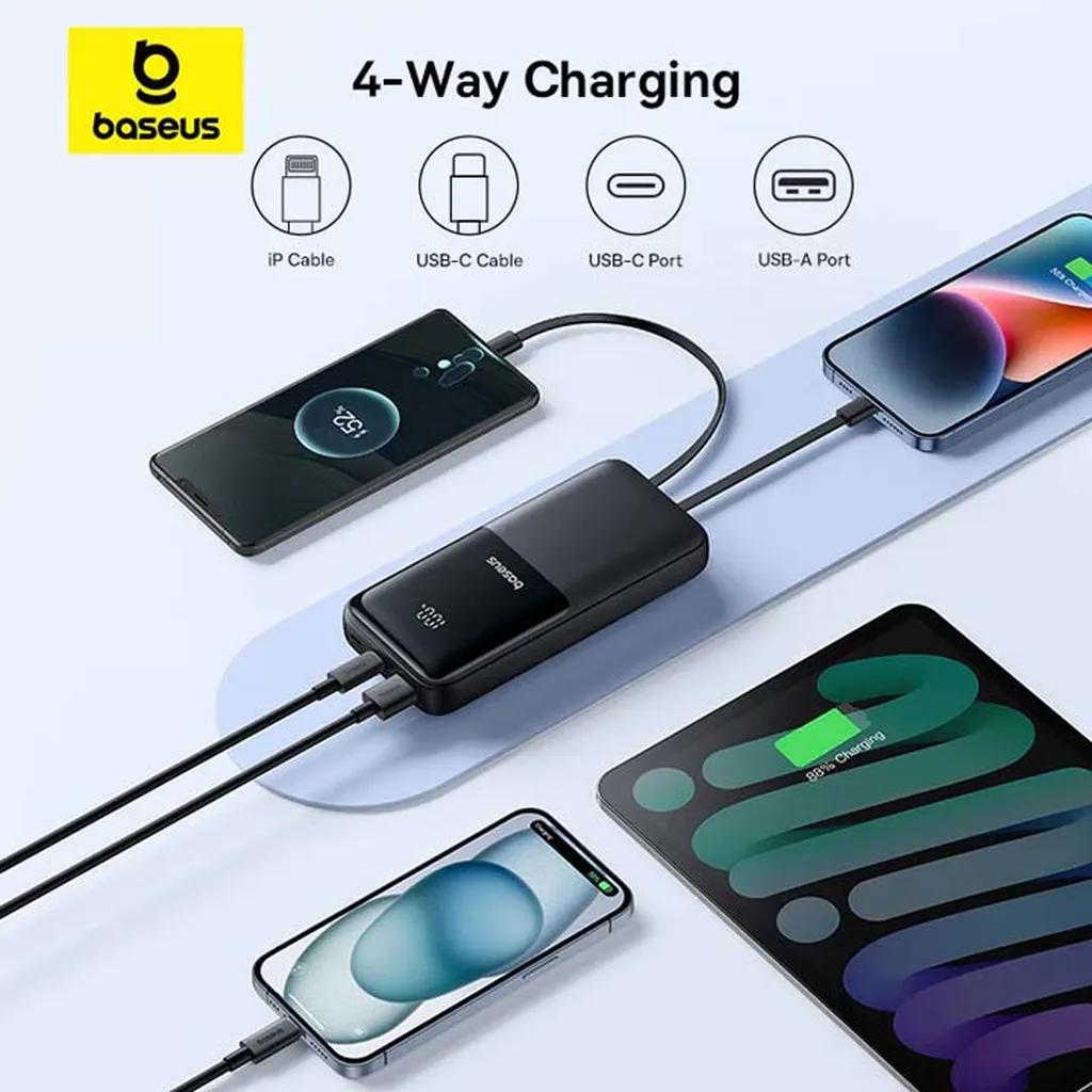 پاوربانک 22 وات بیسوس مدل LIPOW Dual ظرفیت 20000 میلی‌آمپرساعت به همراه کابل USB-C و لایتنینگ - تصویر 5