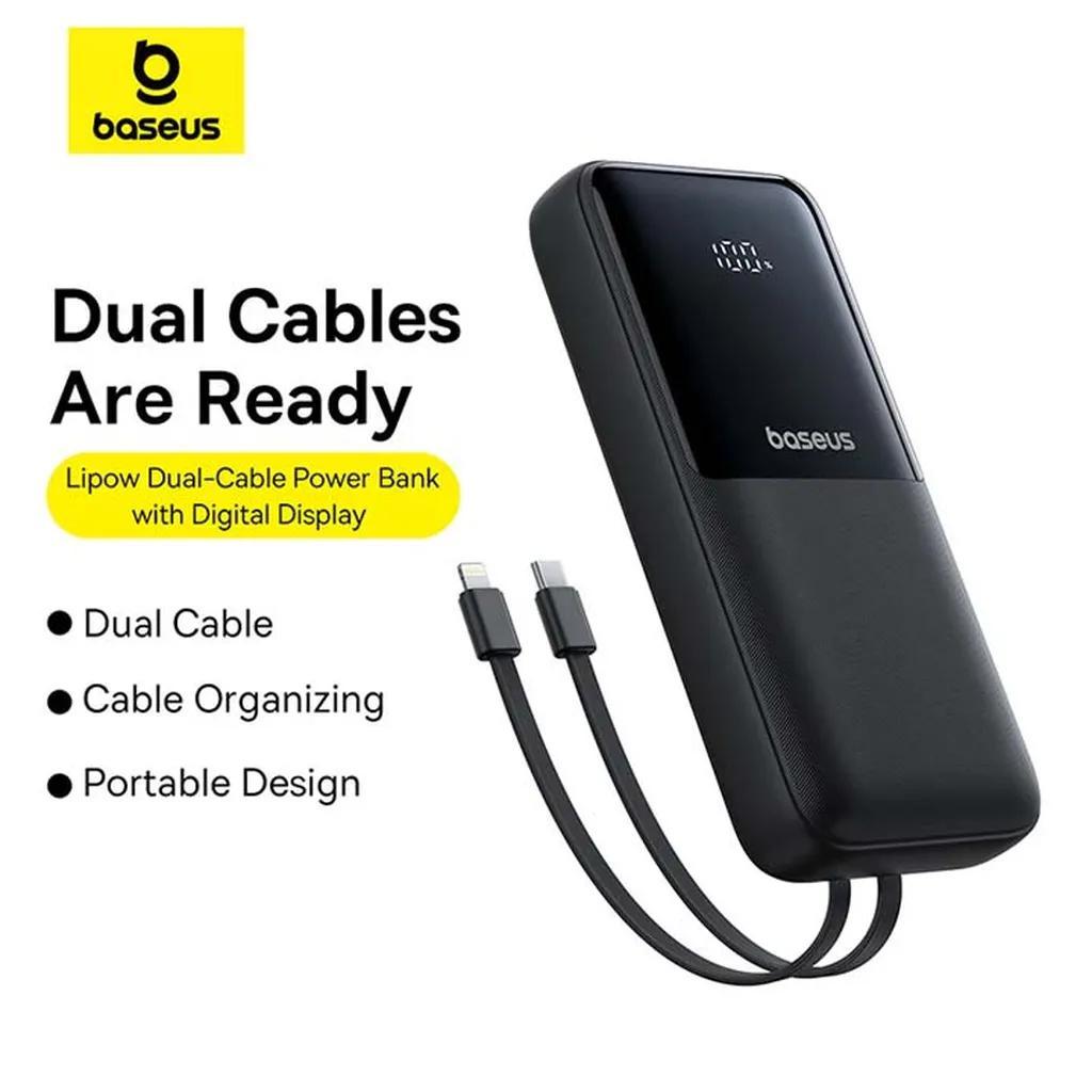 پاوربانک 22 وات بیسوس مدل LIPOW Dual ظرفیت 20000 میلی‌آمپرساعت به همراه کابل USB-C و لایتنینگ - تصویر 4