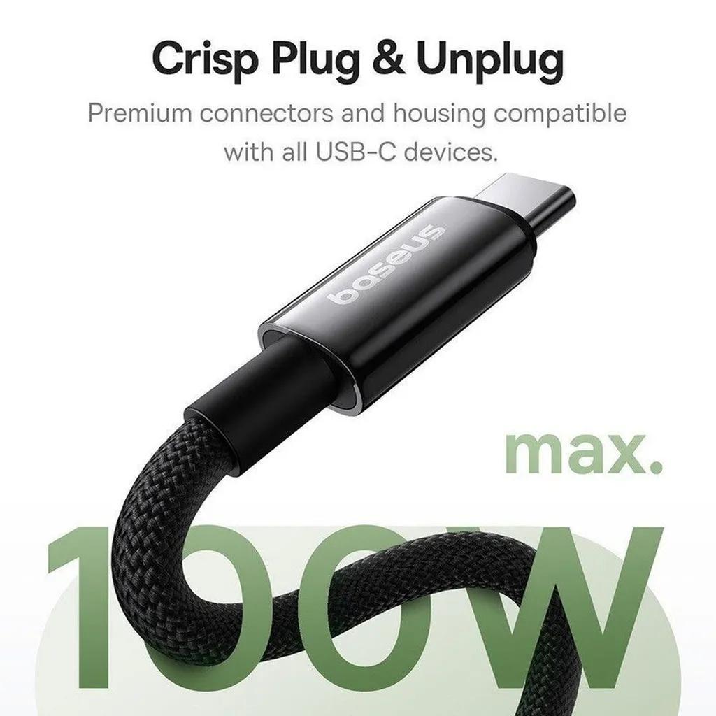 کابل USB-C بیسوس مدل Tungsten Gold 100W طول 1 متر - تصویر 11