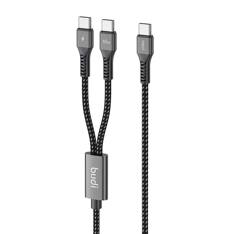 کابل تبدیل USB-C یک به دو بودی مدل DC210C2C12B توان 65 وات طول 1.2 متر - تصویر 1