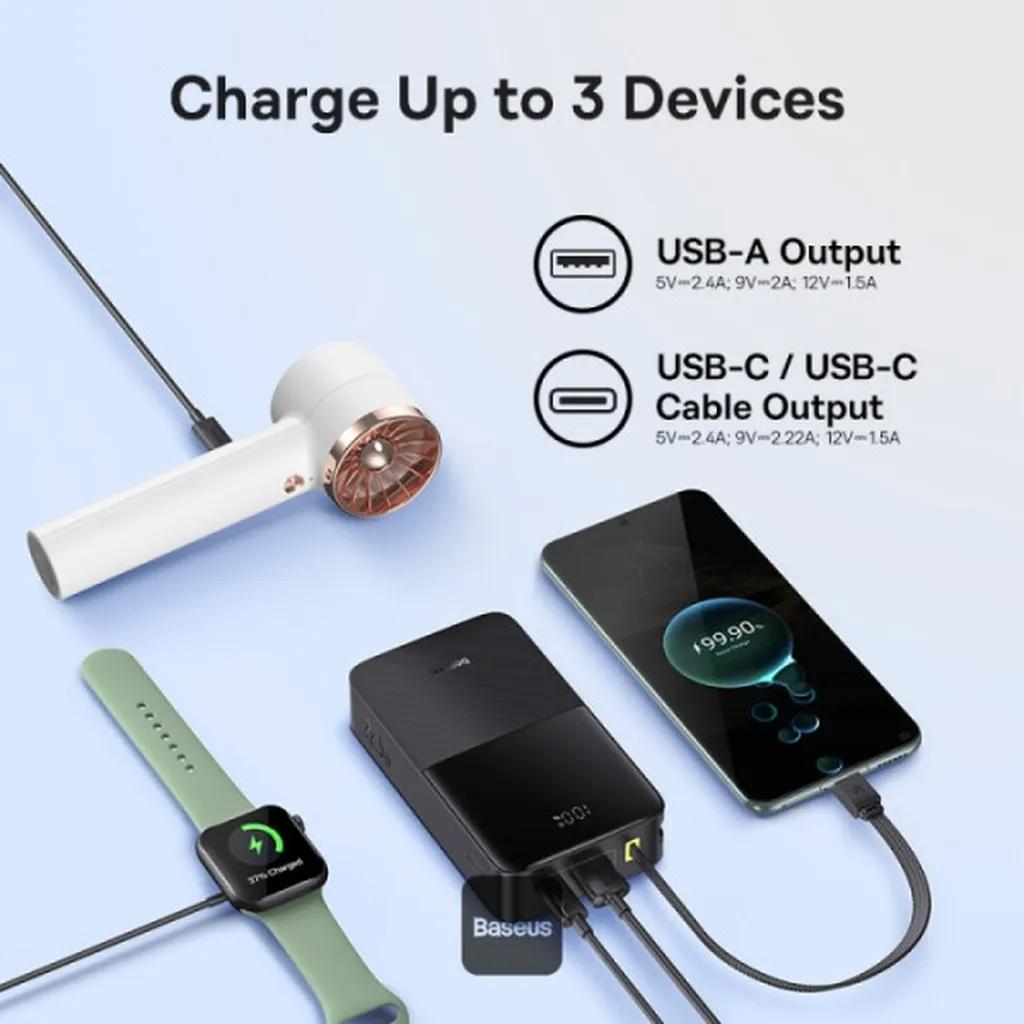 پاوربانک بیسیم 22.5 وات بیسوس مدل EnerFill FC51 Bipow2 Pro E0027700 ظرفیت 20000 میلیآمپرساعت - تصویر 3