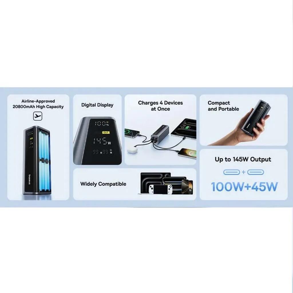 پاوربانک بیسوس مدل EnterGeek GP12 145w ظرفیت 20800 میلی آمپر ساعت - تصویر 9