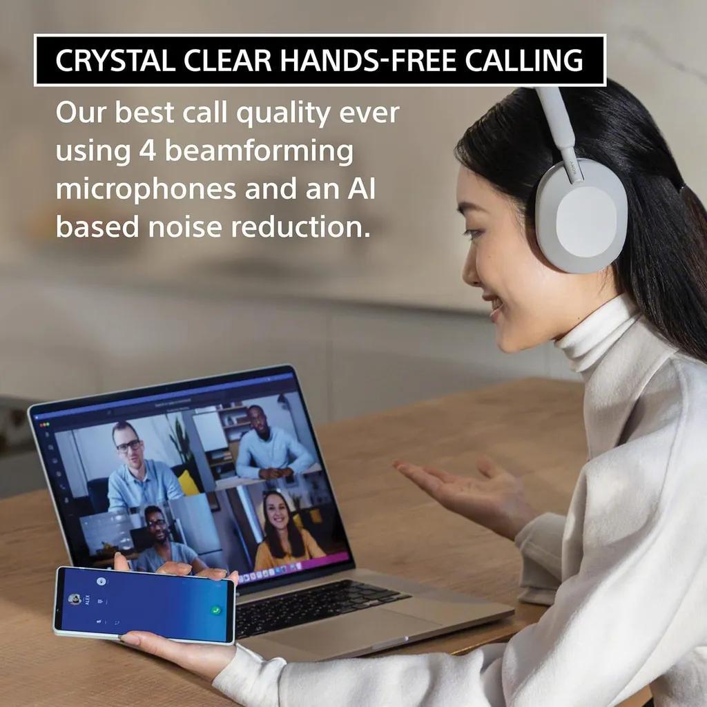 هدفون بی‌سیم سونی مدل WH-1000XM5 با نویز کنسلینگ فعال (ANC)، درگاه شارژ USB Type-C، دارای 4 میکروفون با فناوری Beamforming، پشتیبانی از دستیار صوتی، قابلیت اتصال همزمان به دو دستگاه - تصویر 13