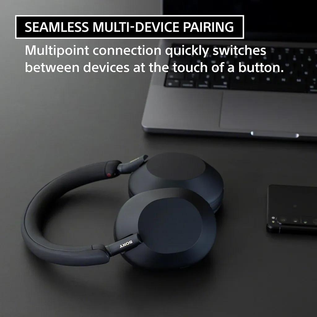 هدفون بی‌سیم سونی مدل WH-1000XM5 با نویز کنسلینگ فعال (ANC)، درگاه شارژ USB Type-C، دارای 4 میکروفون با فناوری Beamforming، پشتیبانی از دستیار صوتی، قابلیت اتصال همزمان به دو دستگاه - تصویر 9