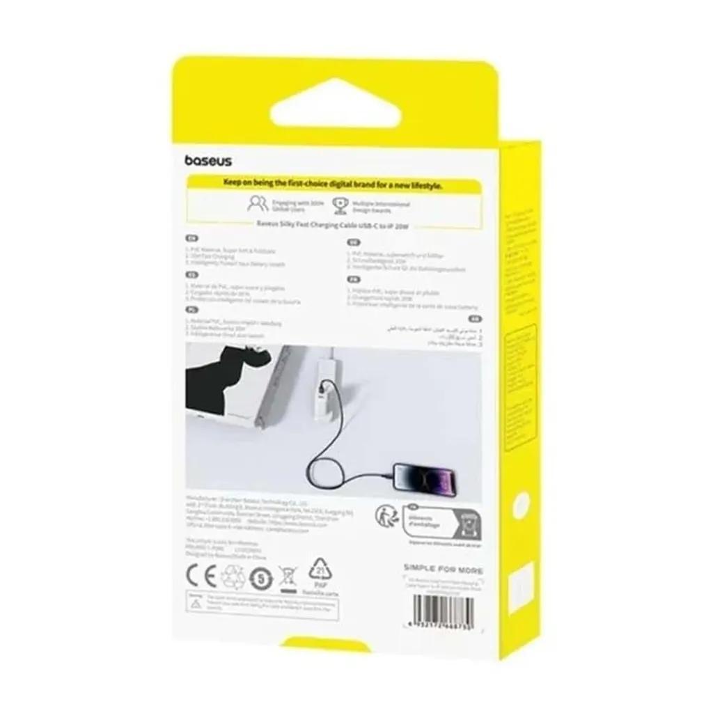 کابل تبدیل USB-C به لایتنینگ بیسوس مدل Silky P10377700313-00 طول 1 متر - تصویر 2