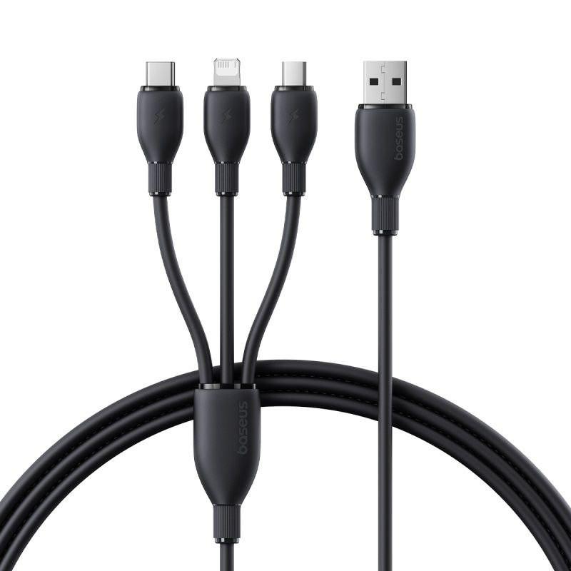 کابل تبدیل USB به لایتنینگ/USB-C/micro-USB بیسوس مدل Ultra-Fast 3.5A طول 1.3 متر - تصویر 1