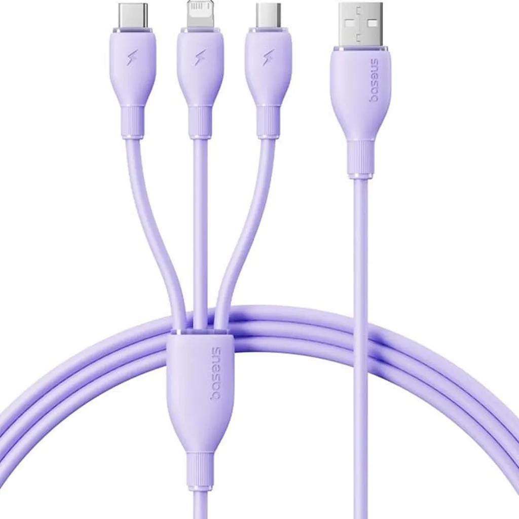 کابل تبدیل USB به لایتنینگ/USB-C/micro-USB بیسوس مدل Ultra-Fast 3.5A طول 1.3 متر - تصویر 2