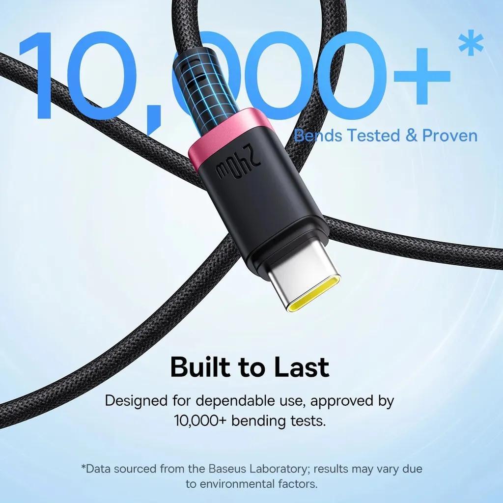 کابل تبدیل USB-C بیسوس مدل Dura Series 240W طول 1 متر - تصویر 10
