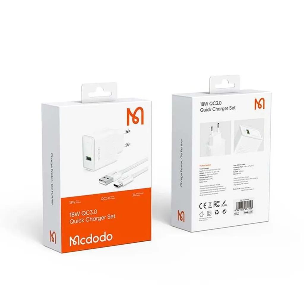 شارژر دیواری 18 وات مک دودو مدل CH-5750 به همراه کابل تبدیل USB-C - تصویر 2