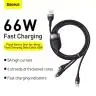 کابل تبدیل USB به USB-C / microUSB / لایتنینگ باسئوس مدل ONE-FOR-THREE 100Wطول 1.2 متر - بندانگشتی 6