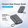 پاوربانک 45 وات کیو سی وای مدل PB20A ظرفیت 20000 میلی‌آمپرساعت - بندانگشتی 10